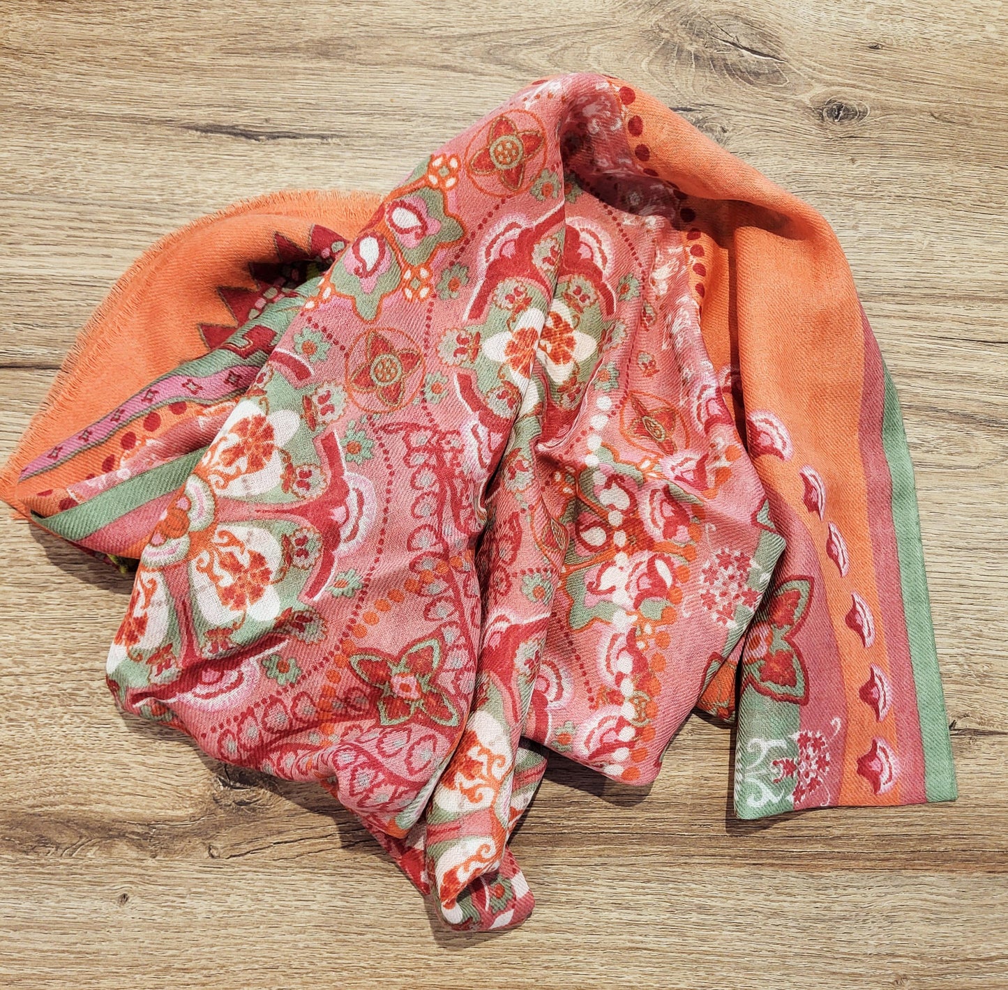 Etole "Altai" motif mandalas orange - laine twill