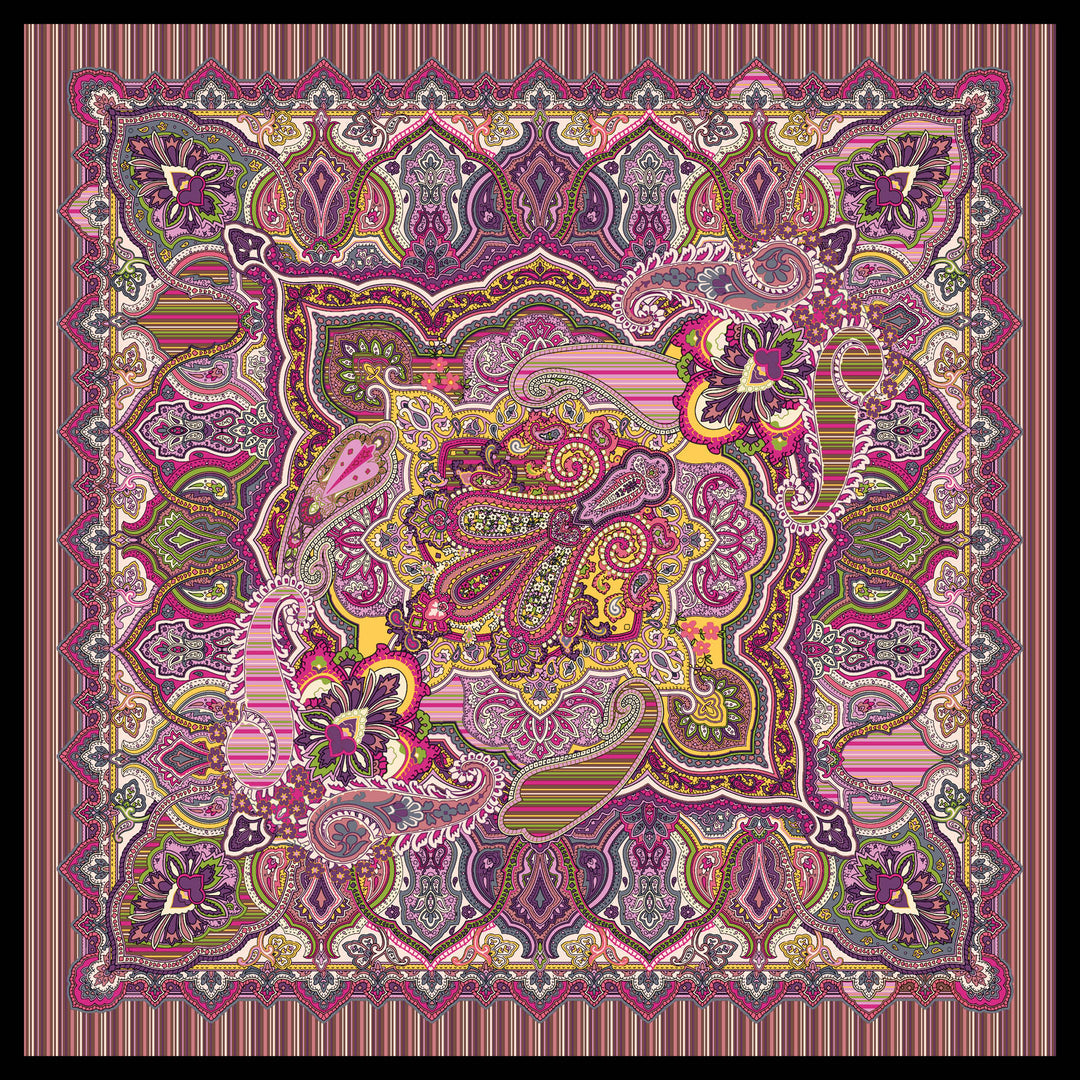 Foulard "Mandala" prune - soie