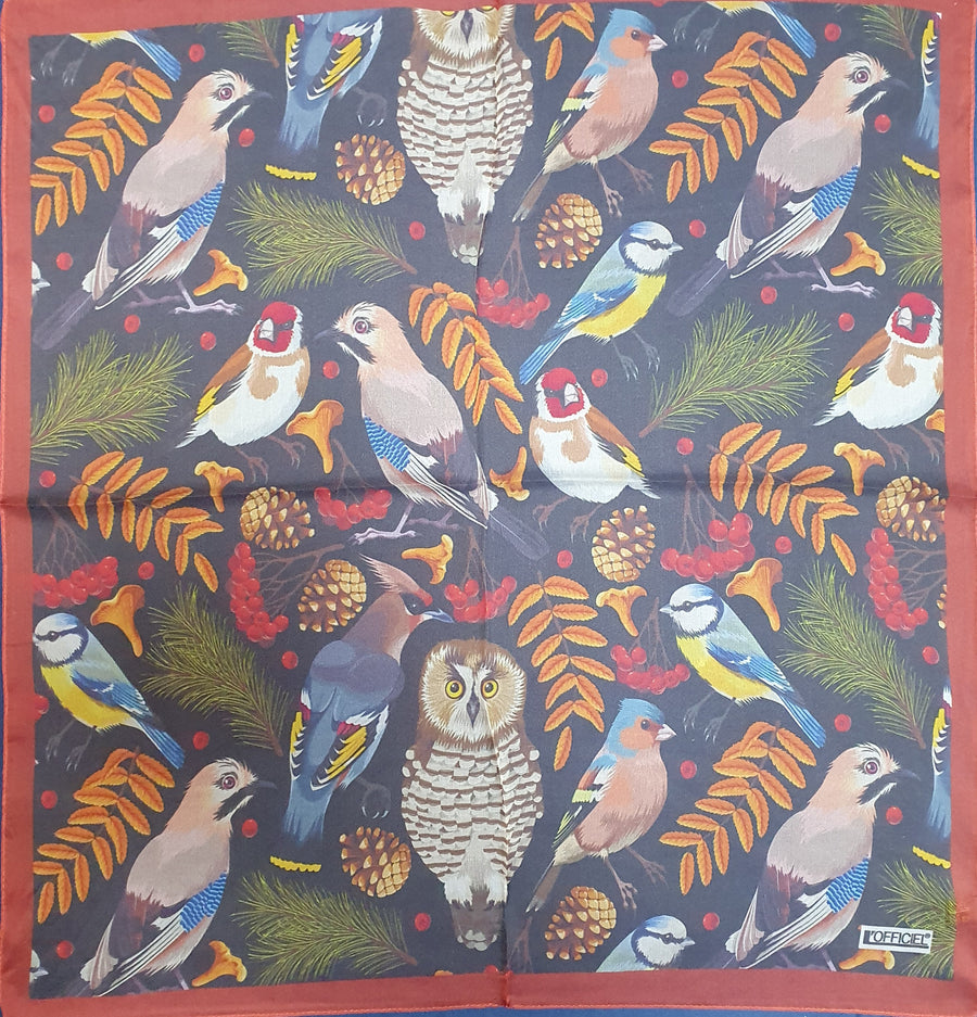 Foulard "Oiseaux multicolores" - soie