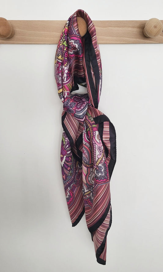 Foulard "Mandala" prune - soie