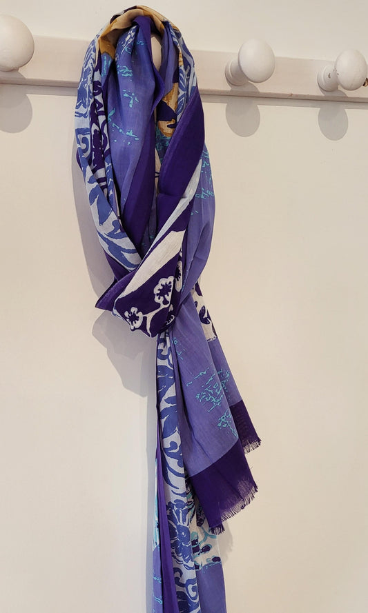 Etole "Canton" motif chinoiserie bleue - coton bio