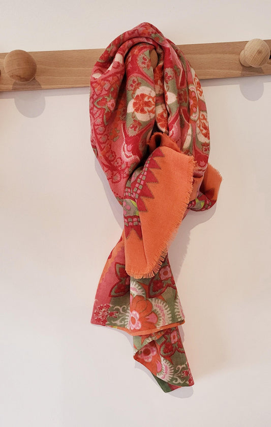 Etole "Altai" motif mandalas orange - laine twill